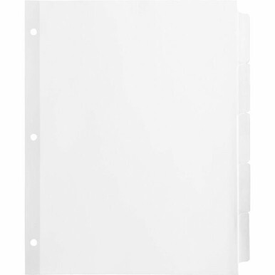 Business Source Reinforced Hole Punched Indexes - 5 Write-on Tab(s) - 3 Hole Punched - White Divider - Recycled - Non-laminated, Mylar Reinforcement - 36 / Box