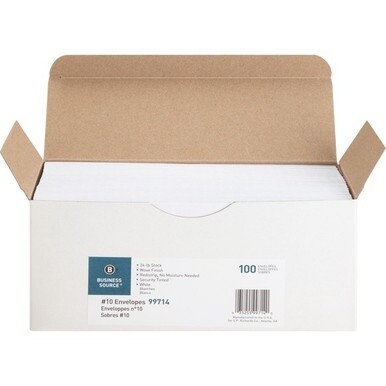 Business Source No. 10 Peel-to-seal Security Envelopes - Business - #10 - 4 1/8&quot; Width x 9 1/2&quot; Length - 24 lb - Peel &amp; Seal - Wove - 100 / Box - White