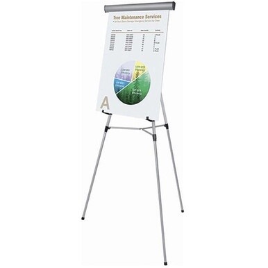 MasterVision 3-leg Display Easel - 45 lb Load Capacity - 63&quot; Height x 28.5&quot; Width x 32&quot; Depth - Tabletop, Floor - Metal, Aluminum, Plastic - Silver