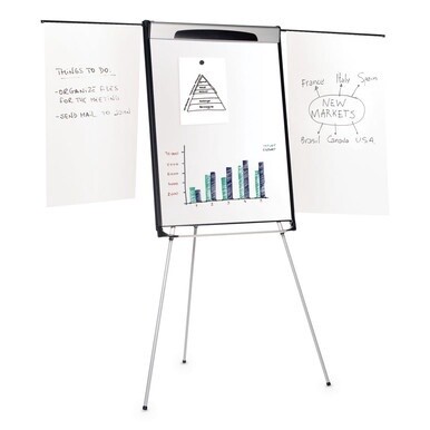 Tripod Extension Bar Magnetic Dry-Erase Easel, 39&quot; to 72&quot; High, Black/Silver