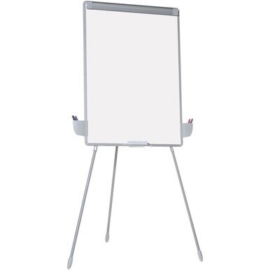 MasterVision Dry-erase Portable Tripod Easel - 29&quot; (2.4 ft) Width x 41&quot; (3.4 ft) Height - White Melamine Surface - Gray Aluminum Frame - Silver Stand - Rectangle - Portable, Desktop, Floor Standing - 
