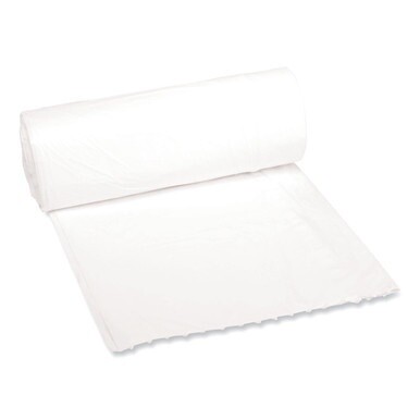 Low-Density Waste Can Liners, 16 gal, 0.4 mil, 24&quot; x 32&quot;, White, 25 Bags/Roll, 20 Rolls/Carton