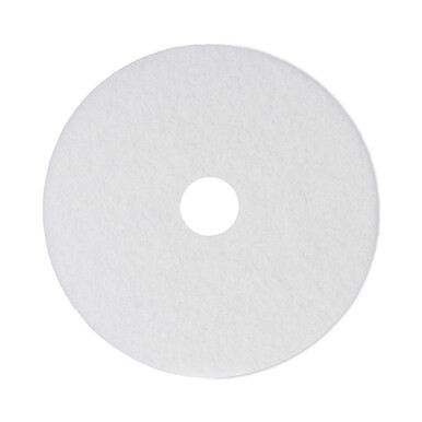 Polishing Floor Pads, 14&quot; Diameter, White, 5/Carton