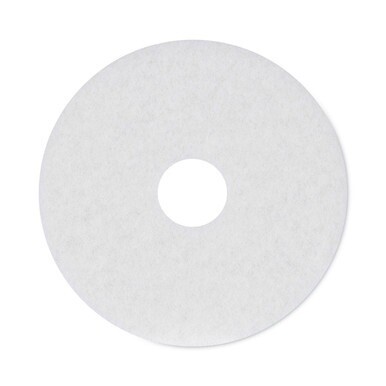 Polishing Floor Pads, 15&quot; Diameter, White, 5/Carton