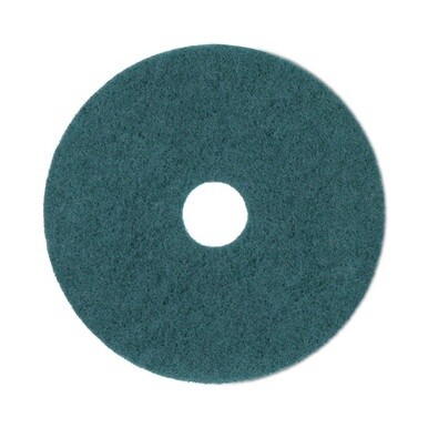 Heavy-Duty Scrubbing Floor Pads, 19&quot; Diameter, Green, 5/Carton