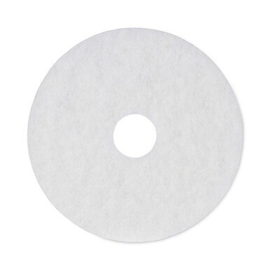 Polishing Floor Pads, 16&quot; Diameter, White, 5/Carton