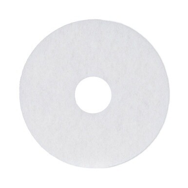 Polishing Floor Pads, 13&quot; Diameter, White, 5/Carton