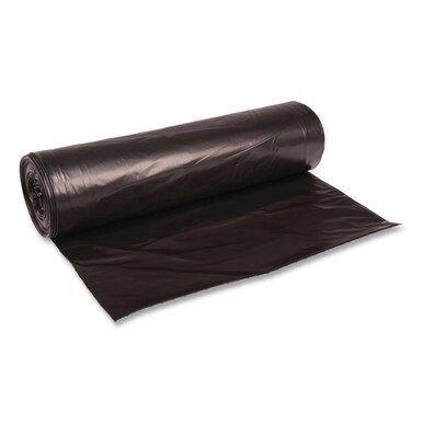 Recycled Low-Density Polyethylene Can Liners, 56 gal, 1.6 mil, 43&quot; x 47&quot;, Black, 10 Bags/Roll, 10 Rolls/Carton