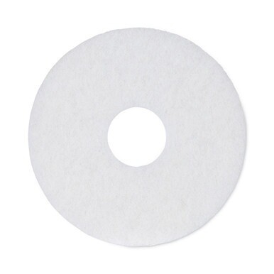 Polishing Floor Pads, 12&quot; Diameter, White, 5/Carton