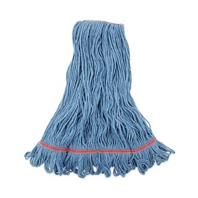 Super Loop Wet Mop Head, Cotton/Synthetic Fiber, 1&quot; Headband, Large Size, Blue, 12/Carton