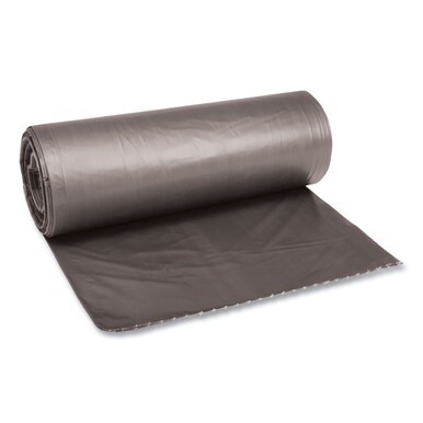 Low-Density Waste Can Liners, 60 gal, 0.95 mil, 38&quot; x 58&quot;, Gray, 25 Bags/Roll, 4 Rolls/Carton