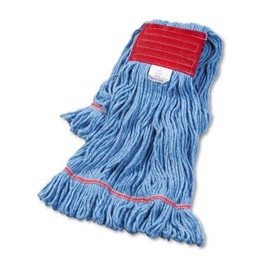 Super Loop Wet Mop Head, Cotton/Synthetic Fiber, 5&quot; Headband, Large Size, Blue, 12/Carton