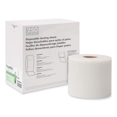 TrapEze Disposable Dusting Sheets, 8&quot; x 125 ft, White, 250 Sheets/Roll,