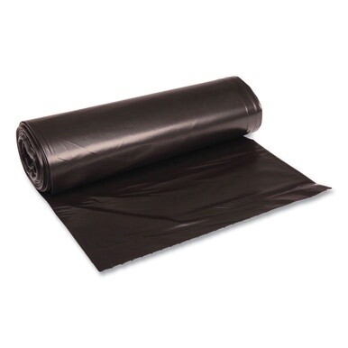 Recycled Low-Density Polyethylene Can Liners, 60 gal, 1.2 mil, 38&quot; x 58&quot;, Black, 10 Bags/Roll, 10 Rolls/Carton