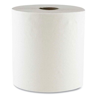 Hard Wound Towel, 1 Ply, 8&quot; x 700 ft, White, 6/Carton