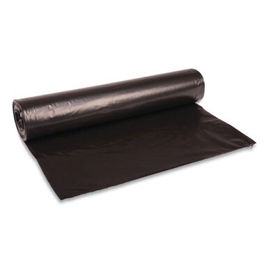 Recycled Low-Density Polyethylene Can Liners, 45 gal, 1 mil, 40&quot; x 48&quot;, Black, 10 Bags/Roll, 10 Rolls/Carton