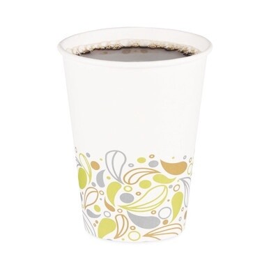 Deerfield Printed Paper Hot Cups, 12 oz, 50 Cups/Sleeve, 20 Sleeves/Carton