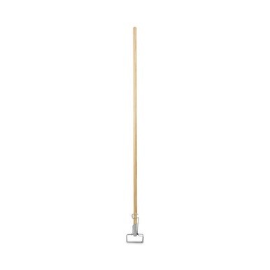 Spring Grip Metal Head Mop Handle for Most Mop Heads, Wood, 60", Natural