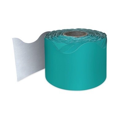 Rolled Scalloped Borders, 2.25&quot; x 65 ft, Teal