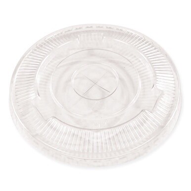 Crystal-Clear Cold Cup Straw-Slot Lids, Fits 9 oz Squat/12 oz PET Cups, 100/Pack
