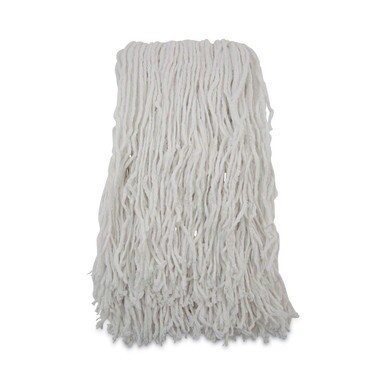 Banded Rayon Cut-End Mop Heads, #24, White, 1.25&quot; Headband, 12/Carton