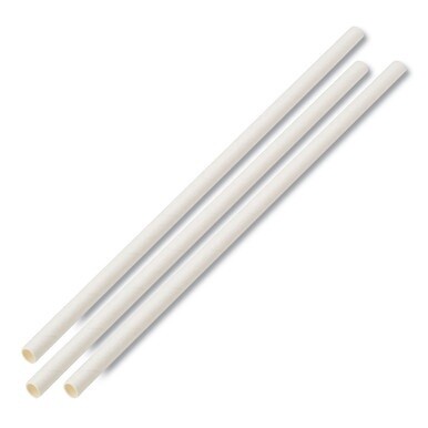 Unwrapped Paper Straws, 7.75&quot; x 0.25&quot; White, 4,800 Straws/Carton