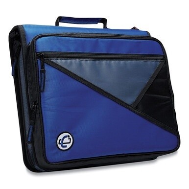 Universal Zipper Binder, 3 Rings, 2&quot; Capacity, 11 x 8.5, Blue/Gray Accents
