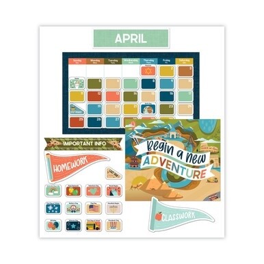 Calendar Bulletin Board Set, Let&#39;s Expolore, 123 Pieces