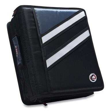 Z-System 2-in-1 Zipper Binder, 3 Rings (x2), 1.5&quot; Capacity (x2), 11 x 8.5, Black/Gray Accents