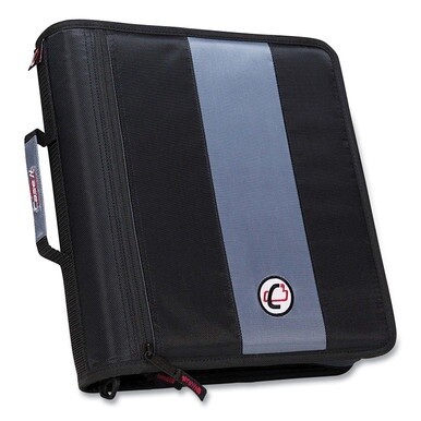 Classic Zipper Binder, 3 Rings, 2&quot; Capacity, 11 x 8.5, Black/Gray Accents