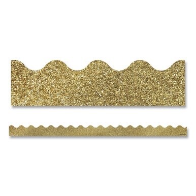 Scalloped Borders, 2.25&quot; x 3 ft, Gold Glitter, 13/Pack