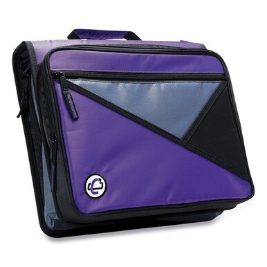 Universal Zipper Binder, 3 Rings, 2&quot; Capacity, 11 x 8.5, Purple/Gray Accents