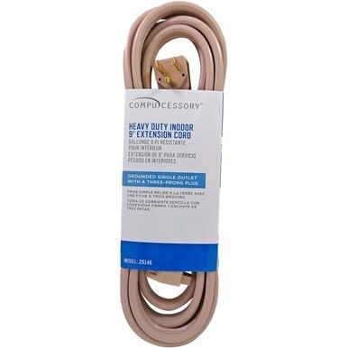 Compucessory Heavy Duty Indoor Extension Cord - 14 Gauge - 125 V AC15 A - Beige - 9 ft Cord Length - 1