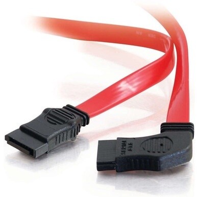 C2G 36in 7-pin 180&amp;deg; to 90&amp;deg; 1-Device Side Serial ATA Cable - Female SATA - Female SATA - 36&quot; - Translucent Red