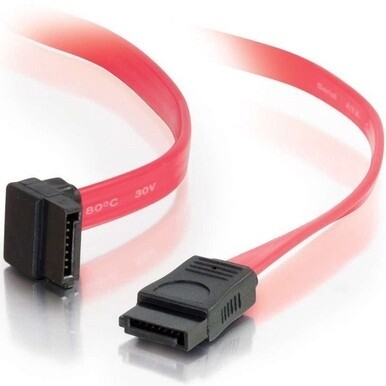 C2G 18in 7-pin 180&amp;deg; to 90&amp;deg; 1-Device Serial ATA Cable - Female SATA - Female SATA - 18&quot; - Translucent Red