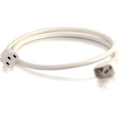 C2G 1ft 18AWG Power Cord (IEC320C14 to IEC320C13) - White - For PDU, Switch, Server - 250 V AC10 A - White - 1 ft Cord Length - 1