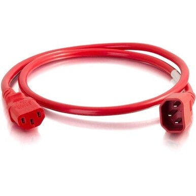 C2G 1ft 18AWG Power Cord (IEC320C14 to IEC320C13) - Red - For PDU, Switch, Server - 250 V AC10 A - Red - 1 ft Cord Length - 1