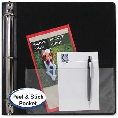 C-Line Self-Adhesive Add-On Poly Filing Pocket - Clear, Peel &amp; Stick, 8-3/4 x 5-1/8, 10/PK, 70185