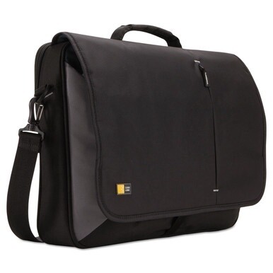 Laptop Messenger, Fits Devices Up to 17&quot;, Dobby Nylon, 3.37 x 17.75 x 13.75, Black