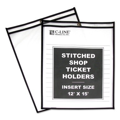 Shop Ticket Holders, Stitched, Both Sides Clear, 75&quot;, 12 x 15, 25/BX