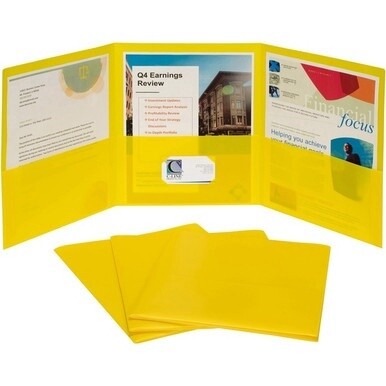 C-Line Letter Pocket Folder - 8 1/2&quot; x 11&quot; - 3 Internal Pocket(s) - Yellow - 1 Each