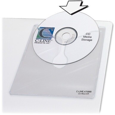 C-Line Self-Adhesive CD Holder - Peel &amp; Stick, 5-1/3 x 5-2/3, 10/PK, 70568