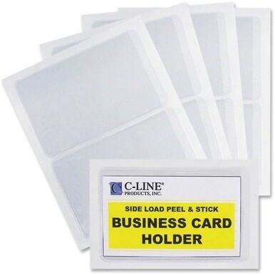C-Line Self-Adhesive Business Card Holders - Side Loading, Peel &amp; Stick, 2 x 3-1/2, 10/PK, 70238