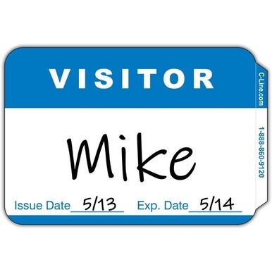 C-Line Visitor Name Tags - Blue, Peel &amp; Stick, 3-1/2 x 2-1/4, 100/BX, 92245
