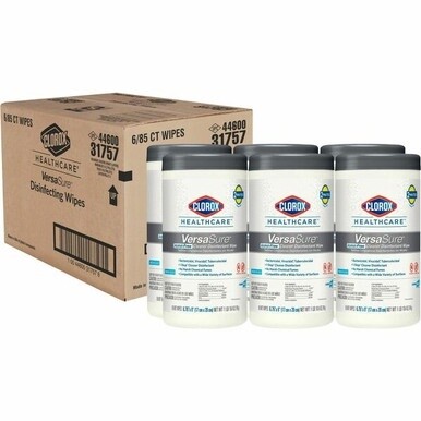 Clorox Healthcare VersaSure Cleaner Disinfectant Wipes - 8&quot; Length x 6.75&quot; Width - 85 / Canister - 6 / Carton - White