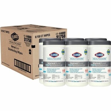 Clorox Healthcare VersaSure Disinfectant Wipes - Ready-To-Use - 8&quot; Length x 6.75&quot; Width - 150 / Carton - 6 / Carton - White