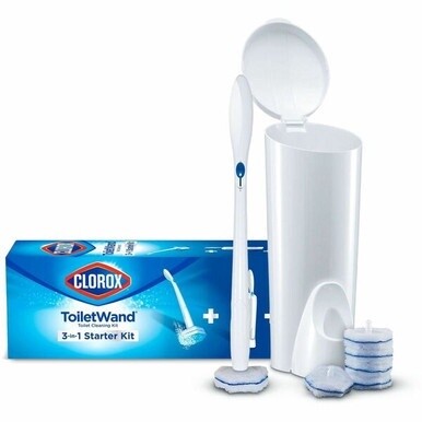 Clorox ToiletWand Disposable Toilet Cleaning System - 1 Kit (Includes: ToiletWand, Storage Caddy, 6 Disinfecting ToiletWand Refill Heads)