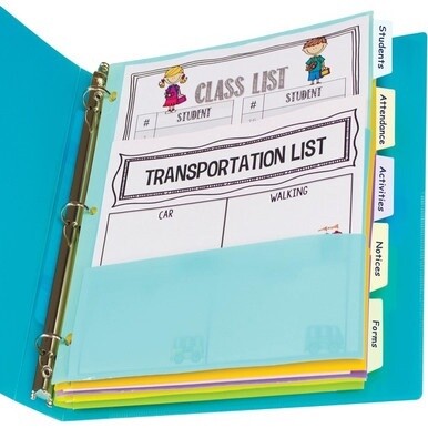 C-Line Bright Multi-pocket 5-tab Index Dividers - 5 Write-on Tab(s) - 5 Tab(s)/Set - Letter - 8.50&quot; Width x 11&quot; Length - 3 Hole Punched - Green Polypropylene, Orange, Purple, Yellow, Turquoise Divider