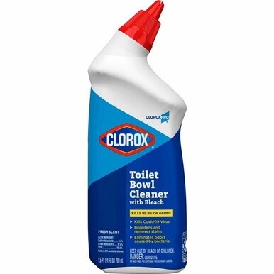 Clorox Commercial Solutions Manual Toilet Bowl Cleaner w/ Bleach - 24 fl oz (0.8 quart) - Fresh Scent - 12 / Carton - Clear