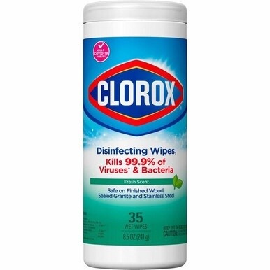 Clorox Disinfecting Cleaning Wipes - Ready-To-Use - Fresh Scent - 35 / Canister - 1 Each - Green